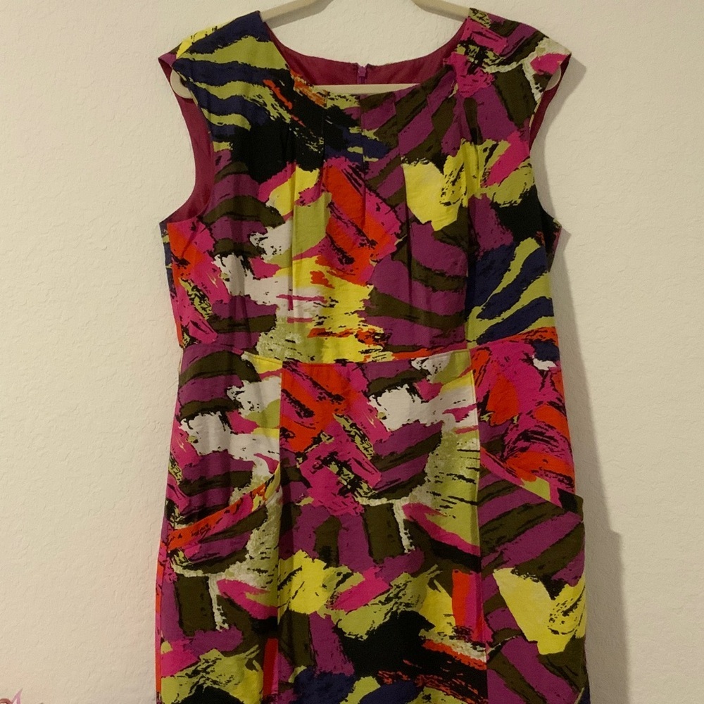 Y2K Sharon Young Multicolor Abstract Print Midi Dress